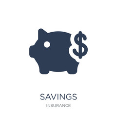 Savings icon. Trendy flat vector Savings icon on white background from Insurance collection