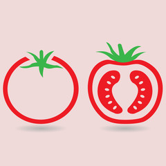 Whole tomato and cut tomato symbols
