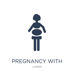 Pregnancy with Hearts icon. Trendy flat vector Pregnancy with Hearts icon on white background from Ladies collection
