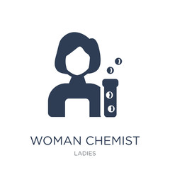 Woman Chemist icon. Trendy flat vector Woman Chemist icon on white background from Ladies collection