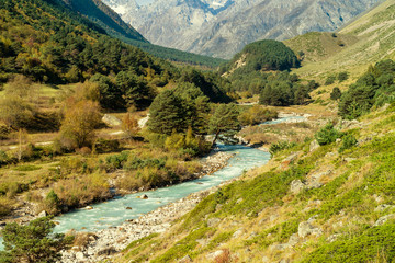 Fototapeta na wymiar Landscape view of Caucasus mountain river