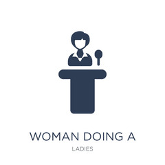 Woman Doing a Presentation icon. Trendy flat vector Woman Doing a Presentation icon on white background from Ladies collection