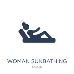 Woman Sunbathing icon. Trendy flat vector Woman Sunbathing icon on white background from Ladies collection