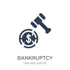 bankruptcy icon. Trendy flat vector bankruptcy icon on white background from law and justice collection