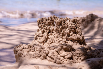 Fototapeta na wymiar Sand castle, Big Islans Hawaii