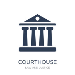 Courthouse icon. Trendy flat vector Courthouse icon on white background from law and justice collection