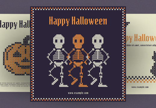 Halloween Social Media Post Layout Set