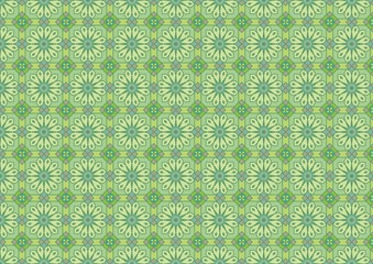 Fototapeta premium 抽象的な花柄パターン-緑色