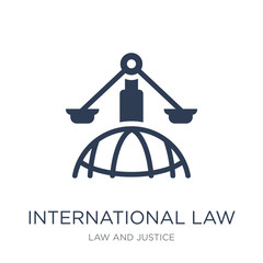 International law icon. Trendy flat vector International law icon on white background from law and justice collection