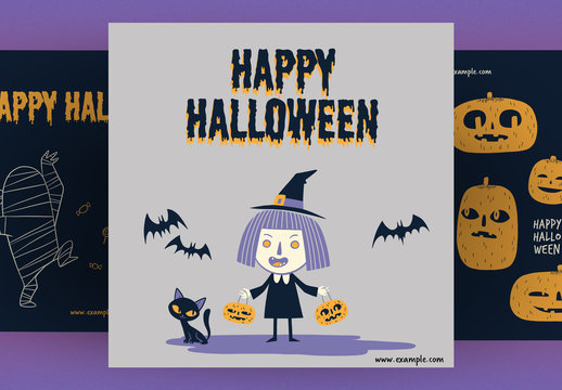Halloween Social Media Post Layout Set