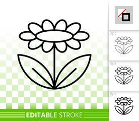 Flower simple black line vector icon