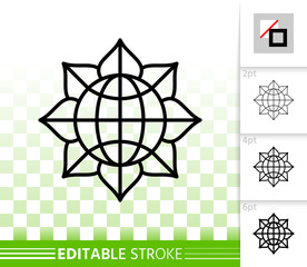 Flower simple black line vector icon