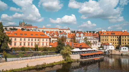 Fototapeta na wymiar View to Vltava river in Prague, beautiful summer day