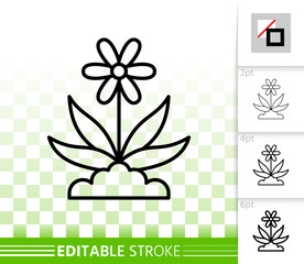 Flower simple black line vector icon