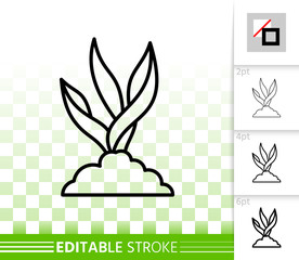 Grass simple black line vector icon