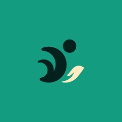 Fototapeta premium Human Hand Care Silhouette Creative Abstract Icon Logo Design Template Element Vector