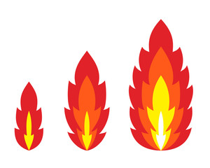 Flame, fire. Vector icon set.