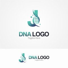 Abstract Letter J and DNA Vector Logo