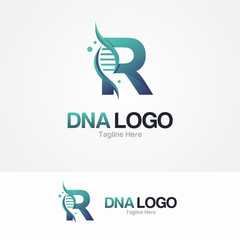 Abstract Letter R and DNA Vector Logo