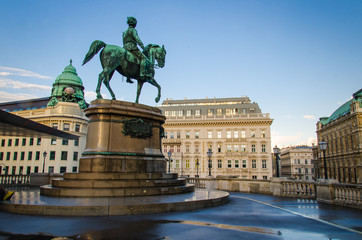 Fototapeta na wymiar Equestrian statue Archduke Albrecht, Duke of Teschen, Vienna, Austria
