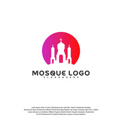 Islamic logo design vector. Mosque logo template. Muslims learn logo templates