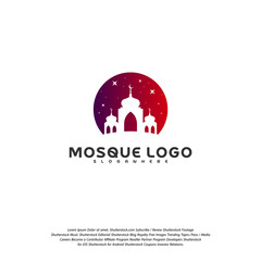 Islamic logo design vector. Mosque logo template. Muslims learn logo templates