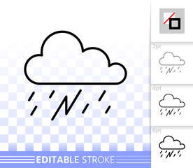 Rain simple black line vector icon