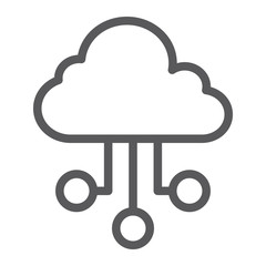 Cloud network line icon, internet and seo, connection sign, vector graphics, a linear pattern on a white background.
