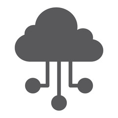Cloud network glyph icon, internet and seo, connection sign, vector graphics, a solid pattern on a white background.