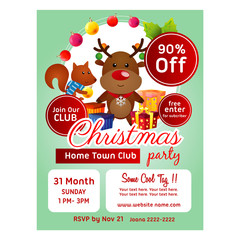 colorful christmas poster template reindeer ribbon decoration