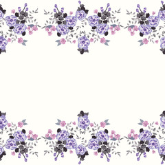 Simple cute border in small-scale flowers. Pretty forget-me-not millefleurs. Floral seamless background for textile or book covers, manufacturing, wallpapers, print, gift wrap and scrapbo