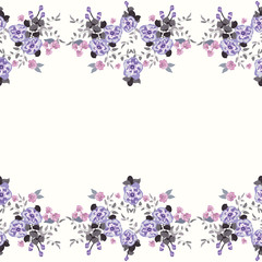 Simple cute border in small-scale flowers. Pretty forget-me-not millefleurs. Floral seamless background for textile or book covers, manufacturing, wallpapers, print, gift wrap and scrapbo