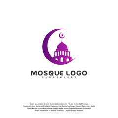 Islamic logo design vector. Mosque logo template. Muslims learn logo templates