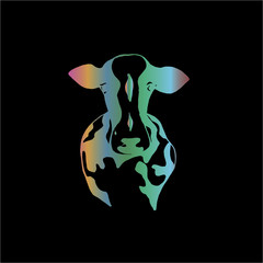 Color illustration of a sacred indian animal. Indian cow