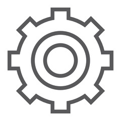 Settings line icon, technology and service, gear sign, vector graphics, a linear pattern on a white background.