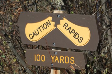 Portage, caution, Minnesota, rapids, Fall, trees, autum, trail