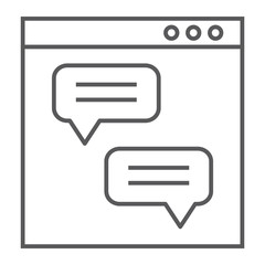 Social media thin line icon, communication and network, chat sign, vector graphics, a linear pattern on a white background.