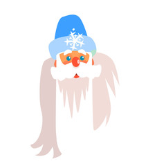 Father Frost Christmas Portrait, Flat Vector