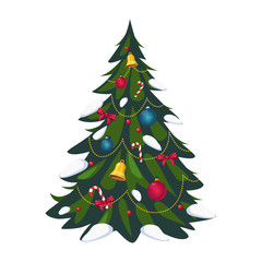 Decorated Christmas Tree, Vector