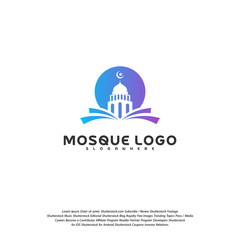 Islamic logo design vector. Mosque logo template. Muslims learn logo templates