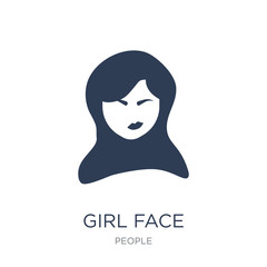Girl face icon. Trendy flat vector Girl face icon on white background from People collection