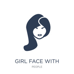 Girl face with long hair icon. Trendy flat vector Girl face with long hair icon on white background from People collection