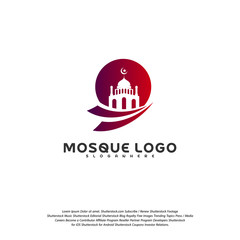 Islamic logo design vector. Mosque logo template. Muslims learn logo templates