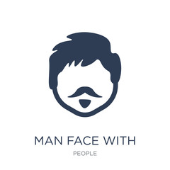 Man face with beard icon. Trendy flat vector Man face with beard icon on white background from People collection