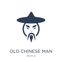 Old chinese man icon. Trendy flat vector Old chinese man icon on white background from People collection