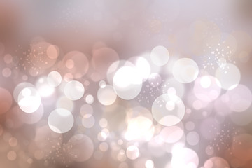 Festive brown siver bright abstract Bokeh with white circles. Template for your product display montage. Beautiful texture.
