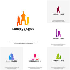 Set Islamic logo design vector. Mosque logo template. Muslims learn logo templates