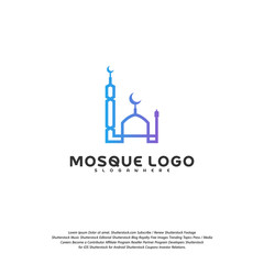 Islamic logo design vector. Mosque logo template. Muslims learn logo templates