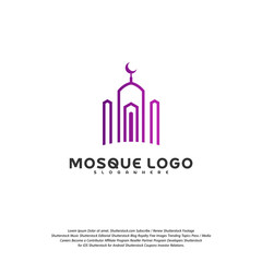 Islamic logo design vector. Mosque logo template. Muslims learn logo templates