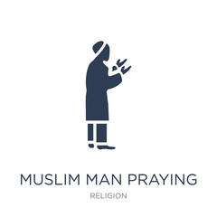 Muslim Man Praying icon. Trendy flat vector Muslim Man Praying icon on white background from Religion collection
